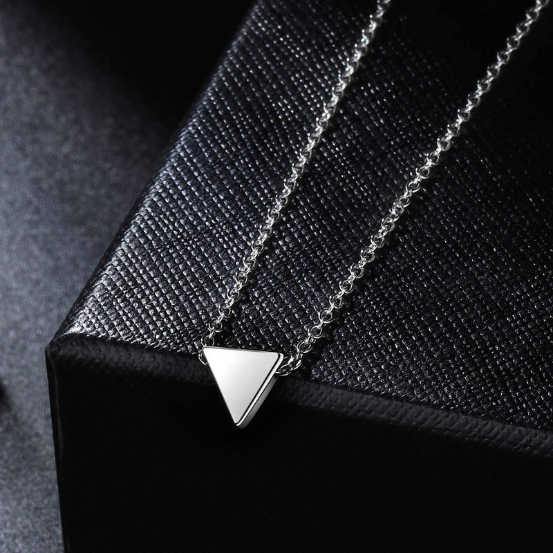 Hipunk Tiny Small Triangle Necklace Women 316L Stainless Steel Minimalist