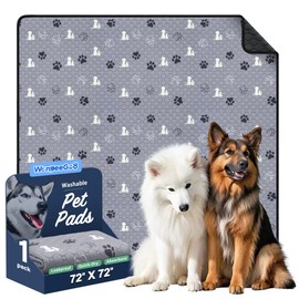 WanpeeGoo Washable Dog Pads - Extra Large Reusable Training Mat, Absorbent Non-Slip Potty Pads for Dogs, Grey 72"x72"
