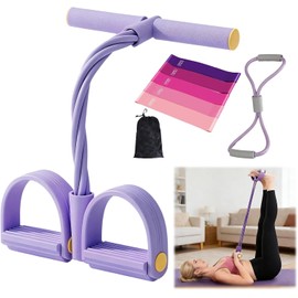 Kit Pilates 5 en 1 Profesional para Mujeres - Bandas Elásticas de Resistencia + Pedal Estirador de Tobillo de 8 Tubos Tensor de Tobillo Ajustables para Fitness/Yoga/Gym/Hogar
