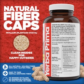 Yerba Prima Psyllium Husks Caps, 625 mg, 400 Capsules - Natural Fiber for Men and Women - Regularity Support Supplement