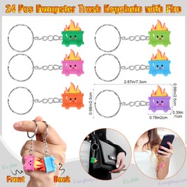 Sureio 24 Pcs Resin Dumpster Trash Keychain with Fire Inspirational Emotional Support Keychain Bulk Gift for Staff Coworker (Classic, Multicolor)