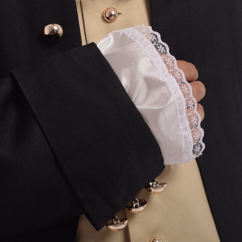 BLESSUME Victorian Lace Jabot with Cuffs, Little White Jabot Cuffs