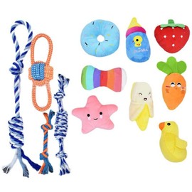 Squeaky Dog Toys,12 Pcs Puppy Toys, Durable Puppy Toys for Teething Small Dogs, Cute Dog Toys Small Dogs, Stuffed Plush Squeaky Small Dog Toys, Reliable Ropes Puppy Chew Toys