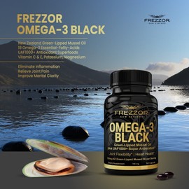 FREZZOR Omega 3 Black Green Lipped Mussel Oil Capsules - 120 Count