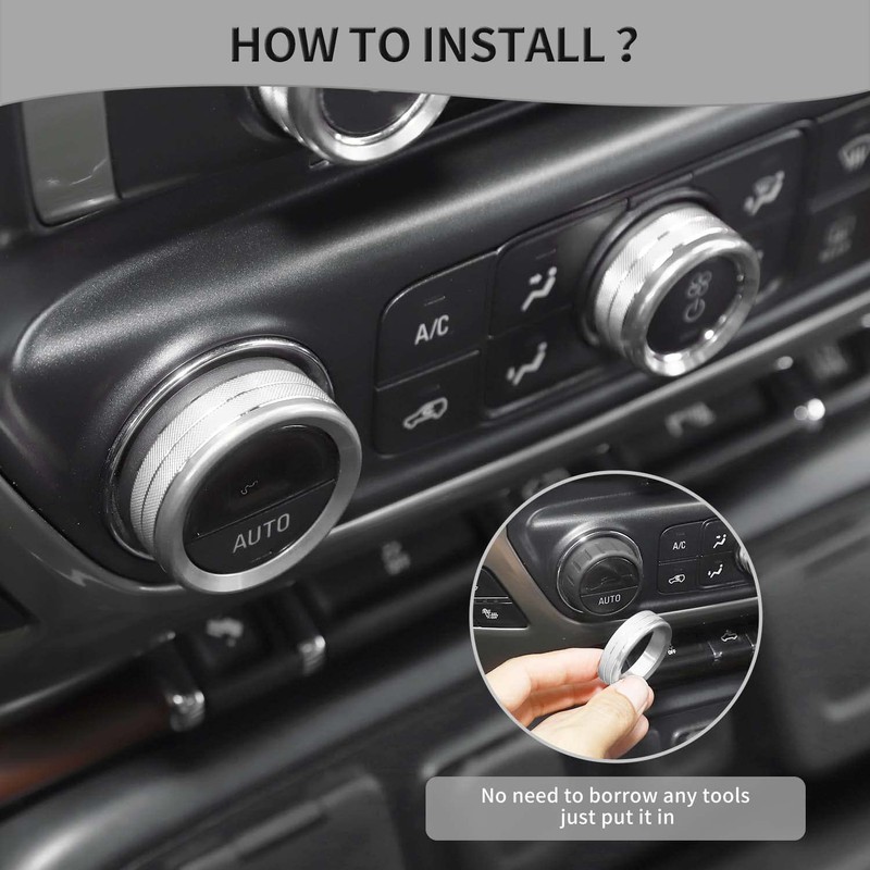 PDKLIN for Silverado Center Console Knob Cover Trim Ring Silver