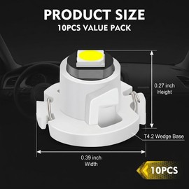 Fiknonk - 10 bombillas LED T4, superbrillantes 3030, luces de tablero de instrumentos para interior de coche, 50.000 horas, larga vida útil, fácil instalación, universal para la mayoría de coches