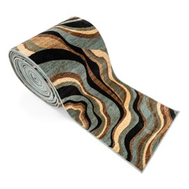 Well Woven Custom Size Hallway Stair Runner - Choose Length - Hudson Waves Blue Geometric Stripes Modern 27 Inch Wide x 12 Feet Long Hallway Stair Runner (27" x 12') Abstract Stripes Carpet