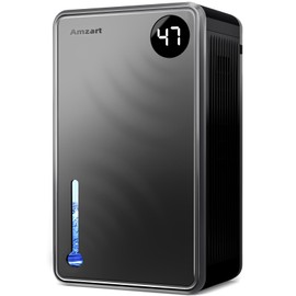 Dehumidifier, Dehumidifiers for Home (1000 sq.ft), 98 OZ Dehumidifier for Basement Bathroom Bedroom, Auto Shut Off Dehumidifiers, Timer Setting, Digital Display, Drain Hose, 7 Colors Light (Gray)