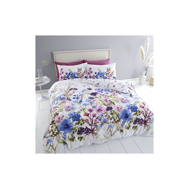 Catherine Lansfield Countryside Floral Reversible Double Duvet Cover Set with