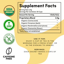 Digestive Tea – Leaky Gut Blend by AutoimmuniTea – Overall Digestive Support, and Stomach Sooth, Made of Organic Marshmallow root and Licorice Root, Cinnamon and Chamomile, IBS AIP Diet – 15 Tea Bags