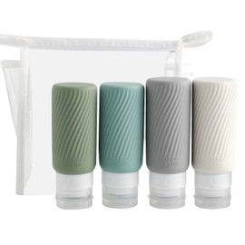 MoKo Travel Bottles, 4-Piece Set, 89ml*2 & 100ml*2, Travel Goods, Refill Bottles, Leak-Proof, Portion Bottles, Cosmetic Bottles, Shampoo Bottles, Refillable, for Business Trips, Travel Use, Portable