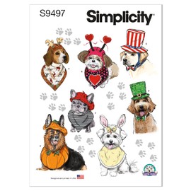 Simplicity Pet Accessories Sewing Pattern Kit, Code S9497, Sizes S-M-L, Multicolor
