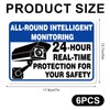 6pcs 24 Hour Video Surveillance Sign, 7x5in Waterproof Camera Monitoring
