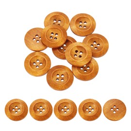 sourcing map 100Pcs Wooden Buttons, 25mm(1") 4 Hole Round Wood Sewing Button Craft for Sewing DIY Craft Clothing, Light Brown