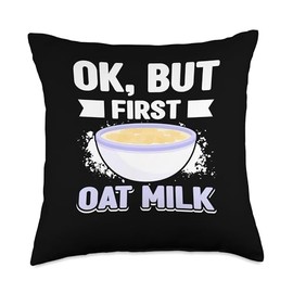 Oat Milk No Dairy Organic Plant Based Vegan Vegetarian Throw Pillow