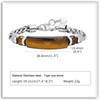 Xusamss Tiger Eye Stone Bar Link Bracelet for Men(Brown)