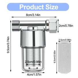 JDBlissful Water Filter Shower, Tap Washing Machine, Backwash Filter Water Filter Filter, Pure Copper Material, Stainless Steel Filter, Water Filter Reusable, for Water Heaters, Toilets