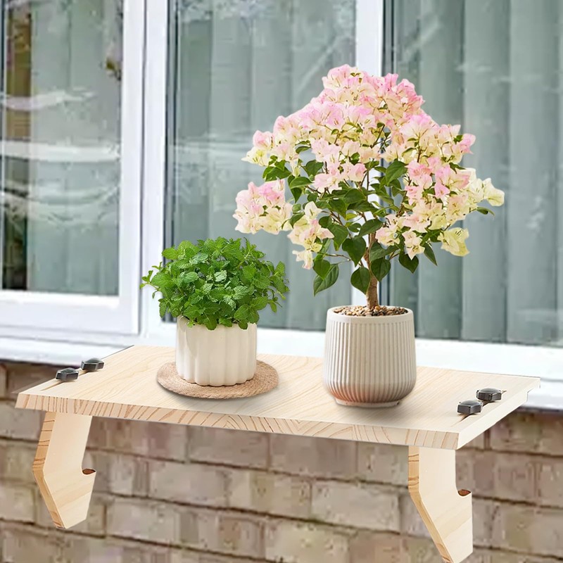 oyhqes Wooden Window Plant Shelf Stands, 22" Sill Extender for