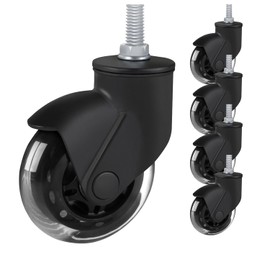 Toplimit 3" Office Chair Wheels Replacement with Threaded Stem 3/8"-16x1 Heavy Duty Set of 5, Screw in Rubber Caster Wheels, Desk Chair Casters, Safe for Wood Floor, Tile and Carpets