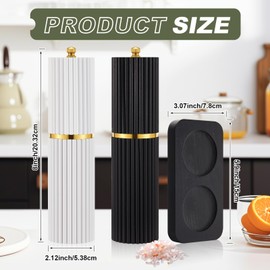 LOYIM Wooden Salt and Pepper Grinder Set 8" Refillable Wooden Manual Salt and Pepper Mill Set with Adjustable Coarse Settings Rust Resistant Smooth and Quality Grinding Mechanism(Black White)