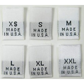 120 pcs Woven Clothing Sewing Garment Label Tags White Made in USA - XS S M L XL XXL(20pcs Each)