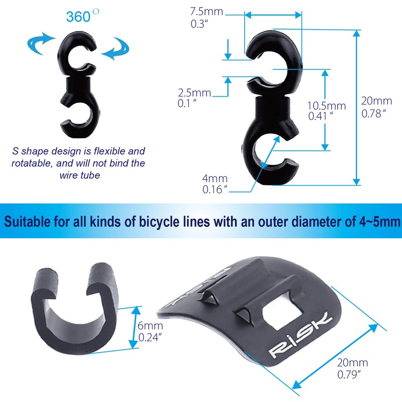 VANSIHO Bike Brake Cable Guide Kit: Precision 4 Sets Alloy