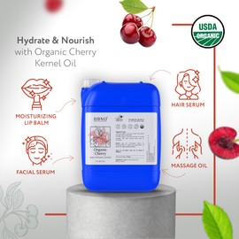 HBNO Cherry Kernel Oil - 8.8 lbs (4kg) - Ideal for Shampoos, Conditioners, Lip Balms, Face wash, Lotions, and Skin Care Products.