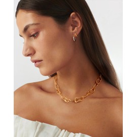 TOVABA Chunky Gold Chain Necklace Cuban Chain Link Thick Paperclip Chain Heart Chain Choker Necklace for Gift Fashion Jewelry, Brass, No Gemstone