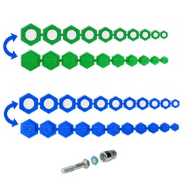 PLAYOCCAR SAE & Metric Magnetic Socket Insert, 21Piece Hexagon Set (8mm - 19mm & 3/8" - 5/16") with Two Colors & Size Marks