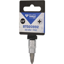 BRILLIANT TOOLS BT020992 1/4 Inch PH Phillips Bit Socket, PH2 [Powered by KS Tools]