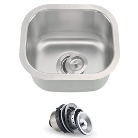 ORLANDO 13x13 inch Undermount Bar Sink, 18-Gauge Stainless Steel Single Bowl Small Kitchen Sink with Basket Strainer
