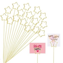 20Pcs Gold Floral Card Holder Pick, Metal Floral Place Card Holder, Star Shape Flower Picks Clips Table Number Holders Photo Memo Note Clip Picture Holders Pick for Wedding Party Favor