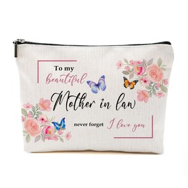 TAGDANK Mothers Day Gifts for Women, Unique Birthday Gifts, Floral Makeup Bag, Cute Cosmetic Bag, Funny Aesthetic Travel Accessories Zipper Organizer, Mother in Law