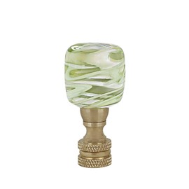 Aspen Creative 24026-41, Clear with Green Glass Lamp Copper, 2" Tall Finial, 1 Pack, Clear & Green Grain