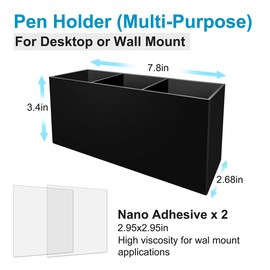 ITATIOLFY Acrylic Pen and Silverware Holder, Desk Or Wall Mount Storage Organizer,is Perfect for Office, School Dormitory Stationery, Cutlery Caddies and Bathroom Desktop Accessories.(Black)