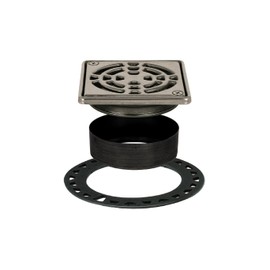 Schluter Kerdi-Drain Classic Shower Grate Kit with Integrated Slope Bonding Flange - Ideal for Tile Showers - 4" Grate Size, Square, Stainless Steel Grate Finish - KD4GRKE