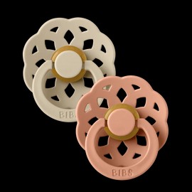 Bibs Round Boheme Natural Dummy Pacifier - Vanilla/Peach, Size 2 (6+ m)