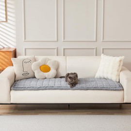 Awjcsv Couch Cover for Dogs Washable, Fuzzy Pet Couch Covers for 3 Cushion Sofa Pet Friendly, Non Slip Sofa Cover (Light Blue-Grey, 27.6" x 82.7"/70 x 210cm)