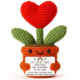 Heart Potted Plants Emotional Crochet Gift, Positive Crochet Encouragement Appreciation Get Well Thank You Gifts for Teacher Friend Coworker Lover, Valentines Day, Mothers Day, Birthday, Christmas