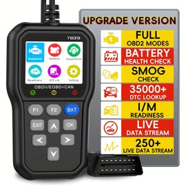OBD2 Scanner Battery Life Diagnostic Tool and Check Engine Fault Code Reader, Smog Check, Reset I/M Readiness, Live Data Stream and Cloud Print for All OBDII/EOBD+CAN Car/Vehicles After 1996