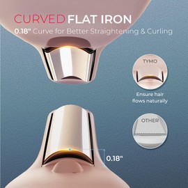TYMO Curling Iron for Short Hair - Cordless Mini Flat Iron for Travel, Portable Small Curved Straightener for Women, Hair Straightener and Curler 2 in 1, Lightweight On-The-Go, Dual Voltage, Gold Pink