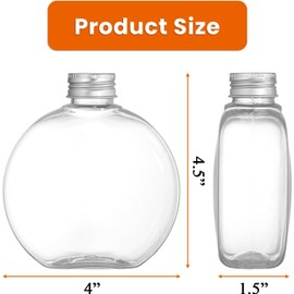 Elsjoy 24 Pack 10 oz Plastic Juice Bottles with Caps, Small Flat Plastic Bottles Reusable Clear Empty Beverage Containers, Leak Proof