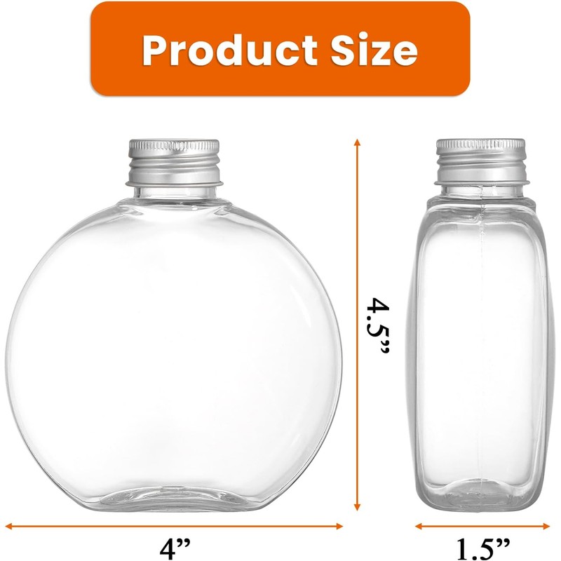 Elsjoy 24 Pack 10 oz Plastic Juice Bottles with Caps,