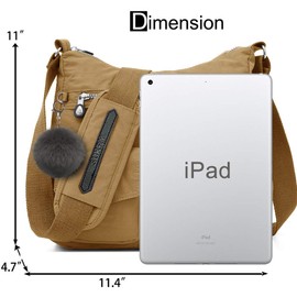 SUKRY Nylon Crossbody Bag for Women with Anti theft RFID Pocket, Waterproof Shoulder Bag Travel Purses and Handbag, Khaki, 11.4” x 4.7” x 11”