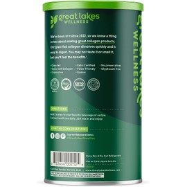 Great Lakes Wellness Collagen Hydrolysate Powder, Unflavoured 454g | Kosher, Grass-Fed Bovine Hydrolysed Collagen Peptides | Protein Powder Supplement