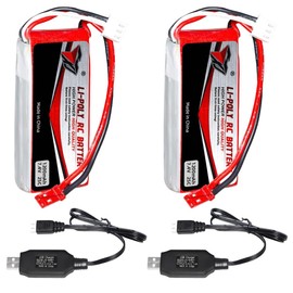 ERYNK 7.4V 1200mAh 25C - RC Plane Battery for FPV UAV Remote Control Aircraft Remote Control UAV Quadcopter Copter Drone Battery with JST Joint and USB Charging Cable