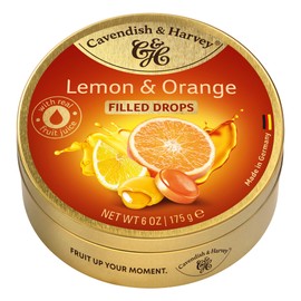 Cavendish & Harvey | Lemon & Orange Filled Hard Candy Drops | 175g 6 ounce Tin