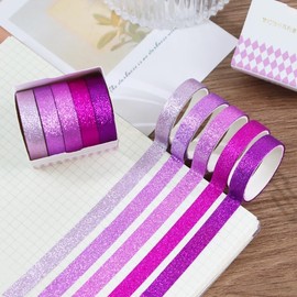 Syntego 5 Rolls Glitter Washi Tape Rolls Decorative Craft Set Colored Tape, Scrapbook Tape, Journaling, Craft Tape (Mix 2)