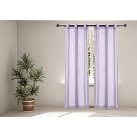 Legacy Decor Chiffon Window Sheer Curtains Voile Drapes 2 Panels Grommet Top 54" X 96” Tall Lilac Color