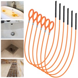 32 Inch Snake Drain Hair Removal Tool (6 Pack), Anti-Break Metal with Nylon Coating Sink Snake, Drain Cleaner Hair Catcher Remover for Shower, Bathroom Sink Tub